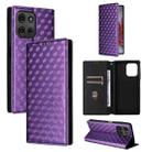 For Motorola Moto G75 5G Cubic Grid Texture Flip Leather Phone Case(Purple) - 1