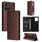 For Motorola Moto G75 5G Cubic Grid Texture Flip Leather Phone Case(Brown) - 1