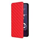For Motorola Moto G84 5G Cubic Grid Texture Flip Leather Phone Case(Red) - 2