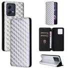 For Motorola Moto G84 5G Cubic Grid Texture Flip Leather Phone Case(Silver) - 1