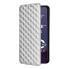 For Motorola Moto G84 5G Cubic Grid Texture Flip Leather Phone Case(Silver) - 2
