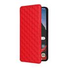 For Motorola ThinkPhone Cubic Grid Texture Flip Leather Phone Case(Red) - 2