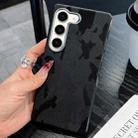 For Samsung Galaxy S23 5G Camouflage Leather Metal Frame MagSafe PC Phone Case(Black) - 1