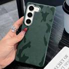 For Samsung Galaxy S23 5G Camouflage Leather Metal Frame MagSafe PC Phone Case(Army Green) - 1