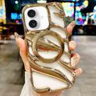 For iPhone 16 Plus Cooling Hollow Electroplating TPU MagSafe Phone Case(Gold) - 1