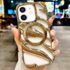 For iPhone 11 Cooling Hollow Electroplating TPU MagSafe Phone Case(Gold) - 1