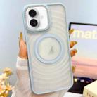 For iPhone 16 Transparent Glitter Starry Sky Top Diamond Frosted MagSafe Phone Case(Blue) - 1