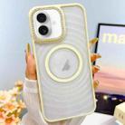 For iPhone 16 Transparent Glitter Starry Sky Top Diamond Frosted MagSafe Phone Case(Cream Yellow) - 1