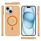 For iPhone 15 Plus Translucent Frosted Skin PC MagSafe Phone Case(Orange) - 2