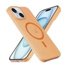 For iPhone 15 Plus Translucent Frosted Skin PC MagSafe Phone Case(Orange) - 3