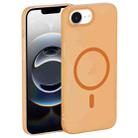 For iPhone 16e Translucent Frosted Skin PC MagSafe Phone Case(Orange) - 1