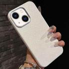 For iPhone 14 / 13 Plain Leather Snake Texture PC MagSafe Phone Case(White) - 1