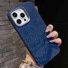 For iPhone 14 Pro Plain Leather Snake Texture PC MagSafe Phone Case(Blue) - 1