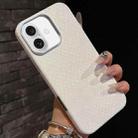 For iPhone 16 Plain Leather Snake Texture PC MagSafe Phone Case(White) - 1