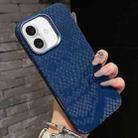For iPhone 16 Plus Plain Leather Snake Texture PC MagSafe Phone Case(Blue) - 1