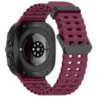 For Samsung Galaxy Watch Ultra 47mm xDfind Ocean Hole Dual Buckle Silicone Watch Band(Wine Red) - 2