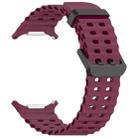 For Samsung Galaxy Watch Ultra 47mm xDfind Ocean Hole Dual Buckle Silicone Watch Band(Wine Red) - 3