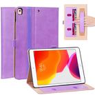 For iPad 10.2 / iPad Air 10.5 / iPad Pro 10.5 inch Retro Texture PU Horizontal Flip Leather Case with Holder & Card Slots & Hand Strap(Purple) - 1