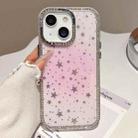 For iPhone 15 Holographic Starry Pattern TPU Hybrid IMD Full Coverage Phone Case(Pink) - 1