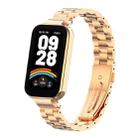 For Redmi Band 3 / Xiaomi Smart Band 9 Active xDfind Watch Frame Integrated Three Beads Metal Watch Band(Rose Gold) - 1