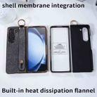 For Samsung Galaxy Z Fold6 5G Integrated Electroplated PC Glitter Texture Shockproof Phone Case with Wrist Strap / Ring(White) - 3
