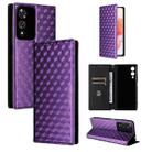 For Cubot A10 Cubic Grid Texture Flip Leather Phone Case(Purple) - 1