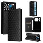For Cubot A20 Cubic Grid Texture Flip Leather Phone Case(Black) - 1