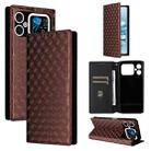 For Cubot A20 Cubic Grid Texture Flip Leather Phone Case(Brown) - 1