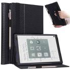 For Sony DPT-CP1 10.3 inch (2018) Carbon Fiber Texture PU Horizontal Flip Leather Case with Holder & Pen Slot & Hand Strap(Black) - 1