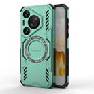 For Huawei Pura 70 Pro Butterfly Armor MagSafe Magnetic Ring Shockproof Phone Case(Light Green) - 1