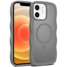 For iPhone 12 Skin Feel Wave Texture MagSafe Phone Case(Grey) - 1