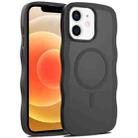 For iPhone 12 Skin Feel Wave Texture MagSafe Phone Case(Black) - 1