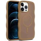 For iPhone 12 Pro Max Skin Feel Wave Texture MagSafe Phone Case(Brown) - 1