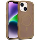 For iPhone 14 Plus Skin Feel Wave Texture MagSafe Phone Case(Brown) - 1