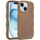 For iPhone 15 Skin Feel Wave Texture MagSafe Phone Case(Brown) - 1