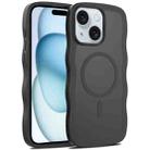 For iPhone 15 Skin Feel Wave Texture MagSafe Phone Case(Black) - 1