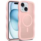 For iPhone 15 Plus Skin Feel Wave Texture MagSafe Phone Case(Pink) - 1