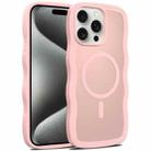 For iPhone 15 Pro Skin Feel Wave Texture MagSafe Phone Case(Pink) - 1
