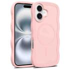 For iPhone 16 Plus Skin Feel Wave Texture MagSafe Phone Case(Pink) - 1