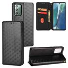 For Samsung Galaxy Note20 Cubic Grid Texture Flip Leather Phone Case(Black) - 1