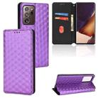 For Samsung Galaxy Note20 Ultra Cubic Grid Texture Flip Leather Phone Case(Purple) - 1