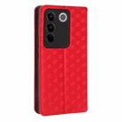 For vivo S16 / S16 Pro / V27 Pro Cubic Grid Texture Flip Leather Phone Case(Red) - 3