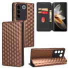 For vivo S16 / S16 Pro / V27 Pro Cubic Grid Texture Flip Leather Phone Case(Brown) - 1