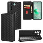 For vivo S16e / V27e Cubic Grid Texture Flip Leather Phone Case(Black) - 1