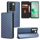 For vivo S16e / V27e Cubic Grid Texture Flip Leather Phone Case(Blue) - 1