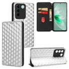 For vivo S16e / V27e Cubic Grid Texture Flip Leather Phone Case(Silver) - 1