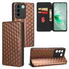 For vivo S16e / V27e Cubic Grid Texture Flip Leather Phone Case(Brown) - 1