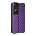 For vivo S18 5G / V30 Cubic Grid Texture Flip Leather Phone Case(Purple) - 3