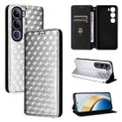 For vivo V40 Lite 4G / 5G IDN Cubic Grid Texture Flip Leather Phone Case(Silver) - 1