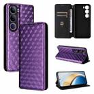 For vivo V40 Lite 4G / 5G IDN Cubic Grid Texture Flip Leather Phone Case(Purple) - 1